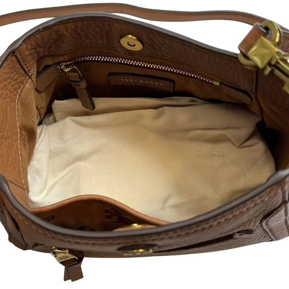 Tory Burch Light Camel Brown Pebbled Leather Crossbody Bag w/ Gold Hardware NWOT